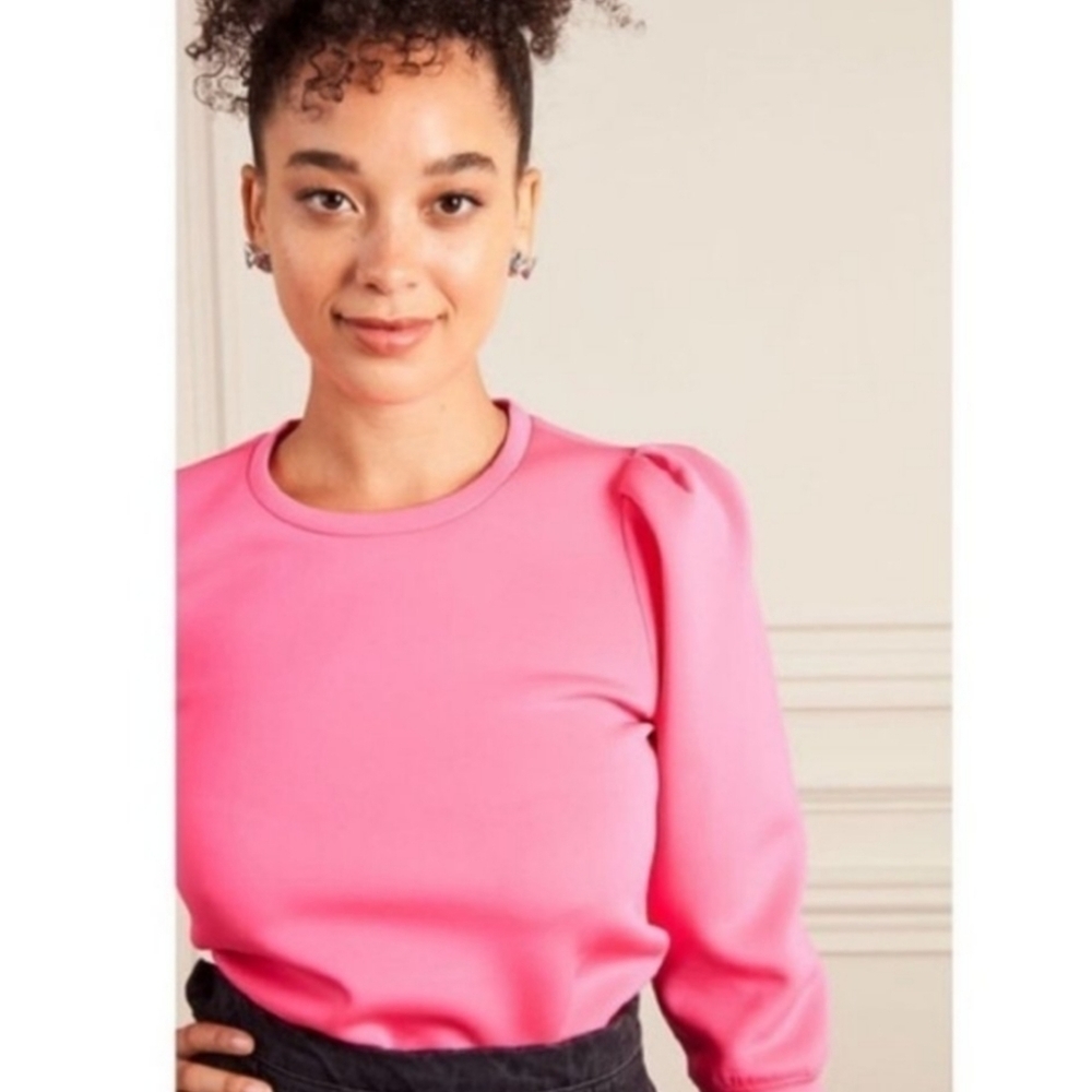 STELLA & DOT, Puff Sleeve Pullover in HotPink, Size Medium, NWT - Picture 2 of 8